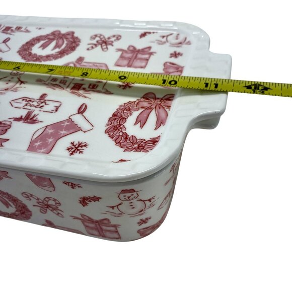 Grace Pantry Christmas-Themed Rectangular Ceramic Baking Dish With Lid - Picture 5 of 7